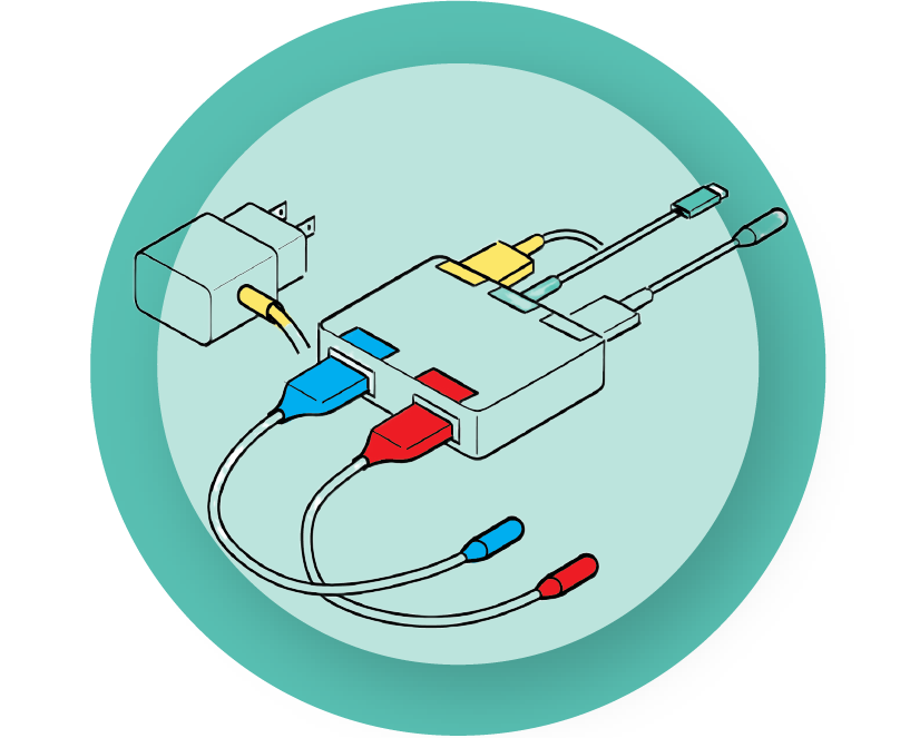 An illustration of the InTandem charging components